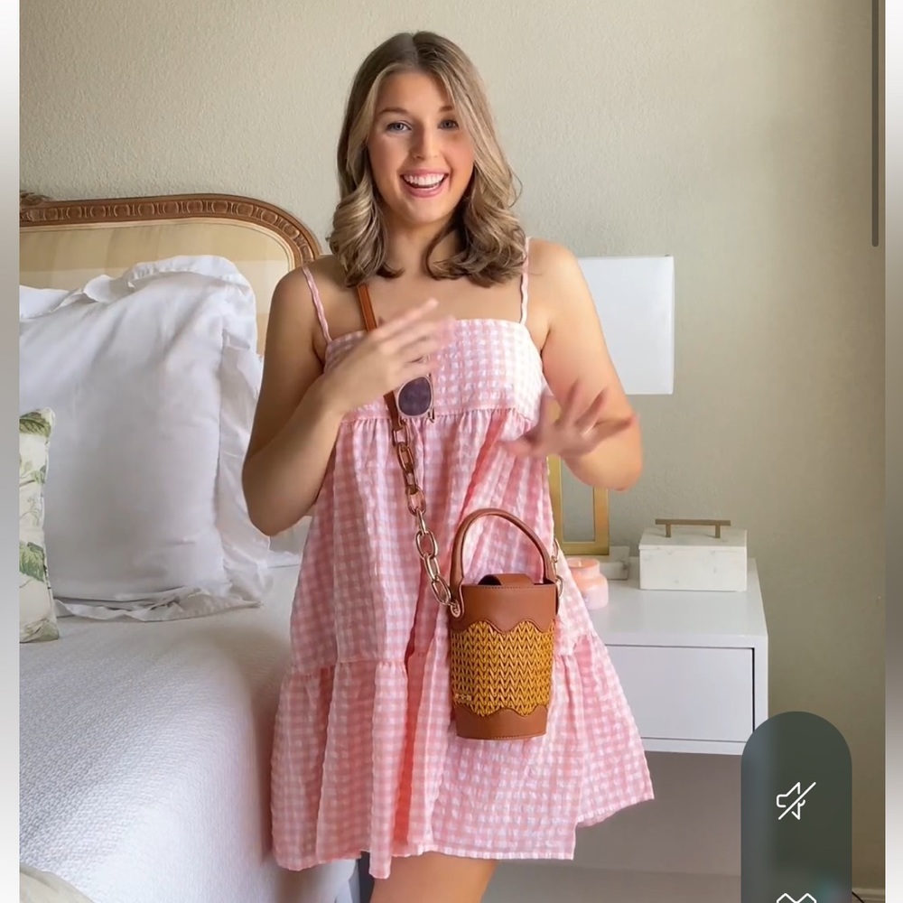 Pink Gingham Mini Dress